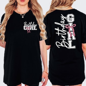 Birthday Girl Pink Coquette Bow Disco Ball Shirt, Trendy Birthday Shirt, Girly Pink Bow Shirt, Birthday Toddler Tee Gift, Cute girls shirt