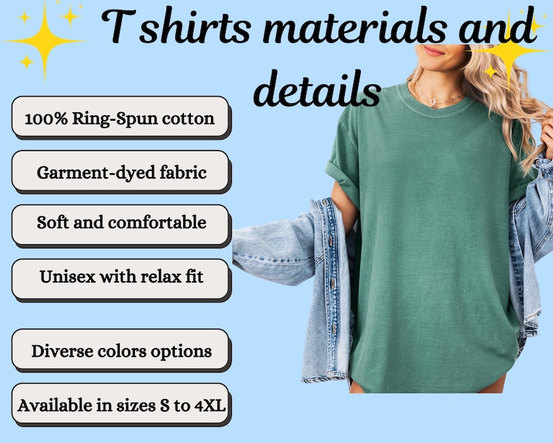 May include: A green t-shirt made of 100% ring-spun cotton. The t-shirt is garment-dyed, soft, and comfortable. It has a relaxed fit and is available in a variety of colors and sizes from S to 4XL.