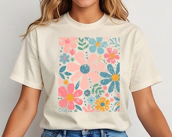 Wildflower T-Shirt, Vintage Flower Shirt, Floral T-Shirt, Wild Flowers Shirt, Gift For Women, Boho Wildflowers, Flowers Shirt,Womens Graphic