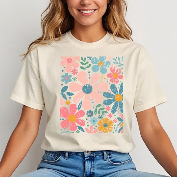 Wildflower T-Shirt, Vintage Flower Shirt, Floral T-Shirt, Wild Flowers Shirt, Gift For Women, Boho Wildflowers, Flowers Shirt,Womens Graphic