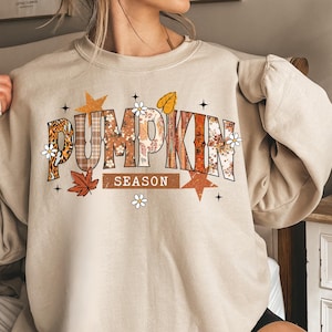 Retro Kürbis Saison Sweatshirt, Erntedank Geschenk Herbst Geschenke, Herbst Sweatshirt, süßes Herbst Sweatshirt, Blumenfall Shirt, trendiges Shirt