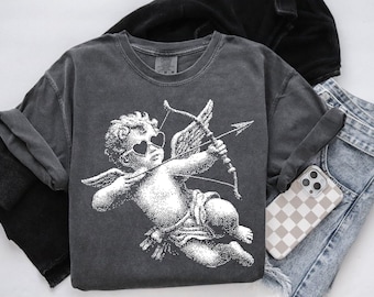 Comfort Colors® Shirt, Retro Valentines Day Tee, Vintage Cupid T-shirt, Halftone Cupid Shirt, Cute Valentines, Valentines Day Gift for her