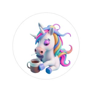 Hung Over Unicorn Sticker, Fun Vehicle Decor, Cute Gift, Laptop Decal, Joke Gift
