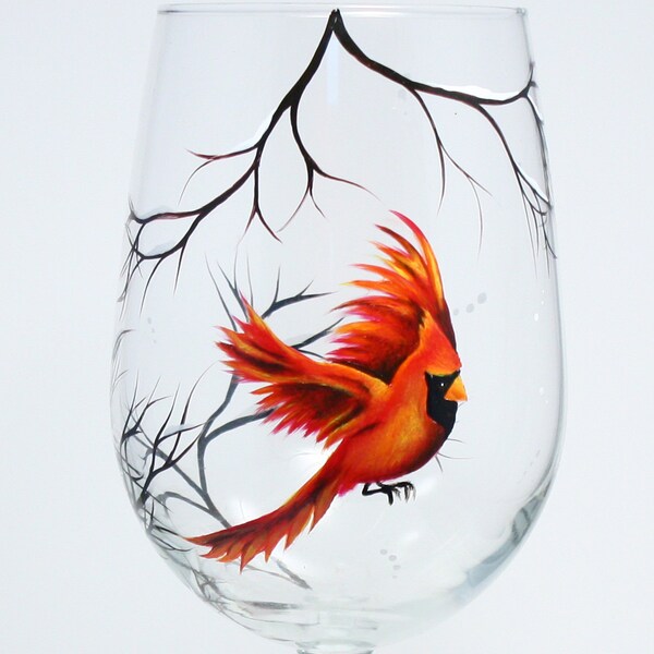 Wine glass with Red Cardinal