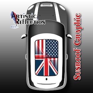 Combined US Flag and Union Jack - Nonwaving - Sunroof Graphic for MINI Cooper