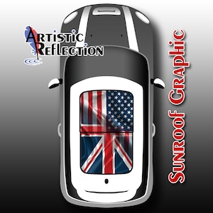 Combined US Flag and Union Jack - Waving - Sunroof Graphic for MINI Cooper