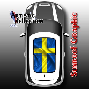 Swedish Flag - Waving - Sunroof Graphic for MINI Cooper