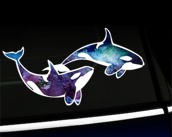 Watercolor Orcas - Killer Whales Sticker