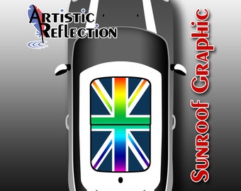 Rainbow Jack Flag - Nonwaving - Sunroof Graphic for MINI Cooper