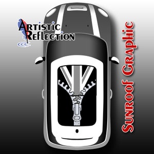 Zipper with Black Jack Flag - Nonwaving - Sunroof Graphic for MINI Cooper