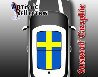 Swedish Flag - Nonwaving - Sunroof Graphic for MINI Cooper