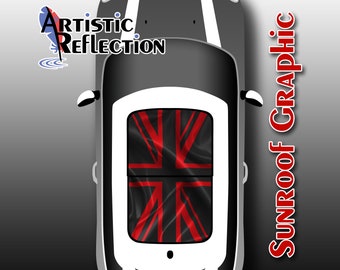 Red Jack Flag - Waving - Sunroof Graphic for MINI Cooper