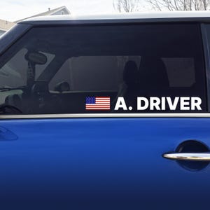 Custom Driver Name with Flag - Set of 2 Decals