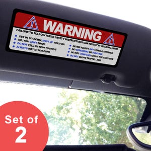 Set vizierstickers - groot - grappige veiligheidsinstructies voor MINI Cooper-zonnekleppen