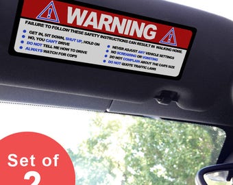 Visor stickers Set - Large - Funny Safety Instructions for MINI Cooper Sun Visors