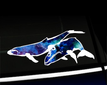 Watercolor Humpback Whales - Indoor or Outdoor Sticker
