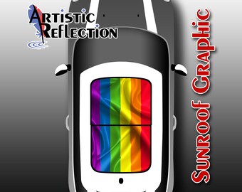 Rainbow Flag - Waving - Sunroof Graphic for MINI Cooper