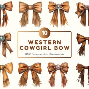 Cowgirl Bow Clipart Bundle png, Western Cowgirl Bow Clipart, Howdy Brown Bow Clipart, Coquette Bow png, Watercolor Bow Clipart