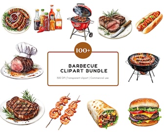 Barbecue Clipart Bundle png, Watercolor Barbecue Clipart png, BBQ Clipart, Food Clipart, Barbecue Graphics Clipart, Instant Download