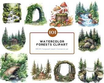 Paquete de imágenes prediseñadas de bosque, imágenes prediseñadas de bosque en acuarela, imágenes de bosques, imágenes prediseñadas de bosque, imágenes prediseñadas de bosque transparentes, imágenes prediseñadas de bosque de alta calidad