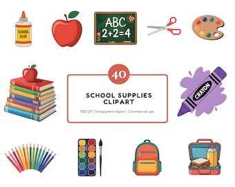 Schule Lieferungen Clipart, zurück zu Schule Clipart Bundle, Aquarell Buntstifte Clipart, Bleistift Clipart, digitaler Download