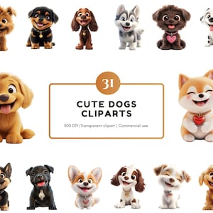 Cute Dog Clipart Png Bundle, Sweet Dog Clipart, Cute Dog Clipart, Cartoon Dog Clipart, Cute Puppy Clipart, Dog png, Happy Dog Clipart