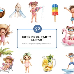 Pool Party Clipart Bundle, Pool Party Clipart png, Cute Pool Party Clipart, Summer Vibes Clipart png, Summer Clipart png