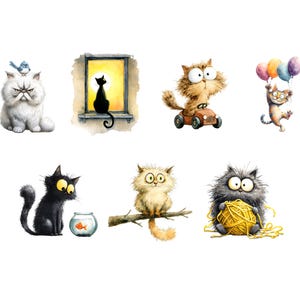 Quirky cats clipart set featuring cute and funny cat illustrations in high-quality PNG files.
Cute quirky cat clipart bundle with playful cartoon cats, expressions, and accessories for crafting projects.
Whimsical cat illustrations set with unique feline characters for scrapbooking and digital design.
Cartoon quirky cats clipart pack featuring fun cat poses and colorful designs for DIY crafts.
Quirky cat PNG clipart collection with adorable and humorous cat illustrations for printables.