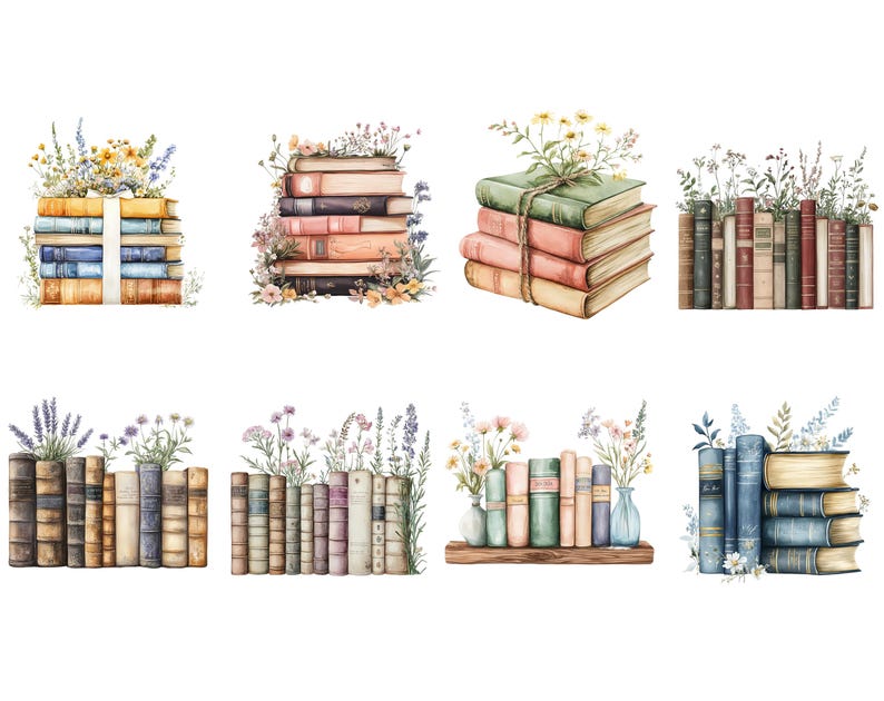 clipart
PNG
flower book clipart
floral book clipart
book with flowers
watercolor
booklover
bookshelf clipart
book clipart
wildflower
library
books
literature clipart