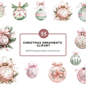 Christmas Ornaments Clipart Bundle png, Ornaments Clipart, Christmas Clipart, Christmas Decor Clipart png, Baubles Clipart png