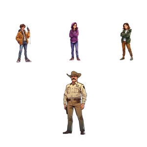 Cartoon character clipart inspired by Stranger Things with fun illustrated style.
Stranger Things–inspired cartoon character clipart for themed designs and crafts.
Cartoon-style character clipart inspired by popular sci-fi series for digital projects.
Retro sci-fi inspired cartoon character clipart for stickers and creative designs.
Illustrated cartoon characters inspired by Stranger Things aesthetic for fan projects.