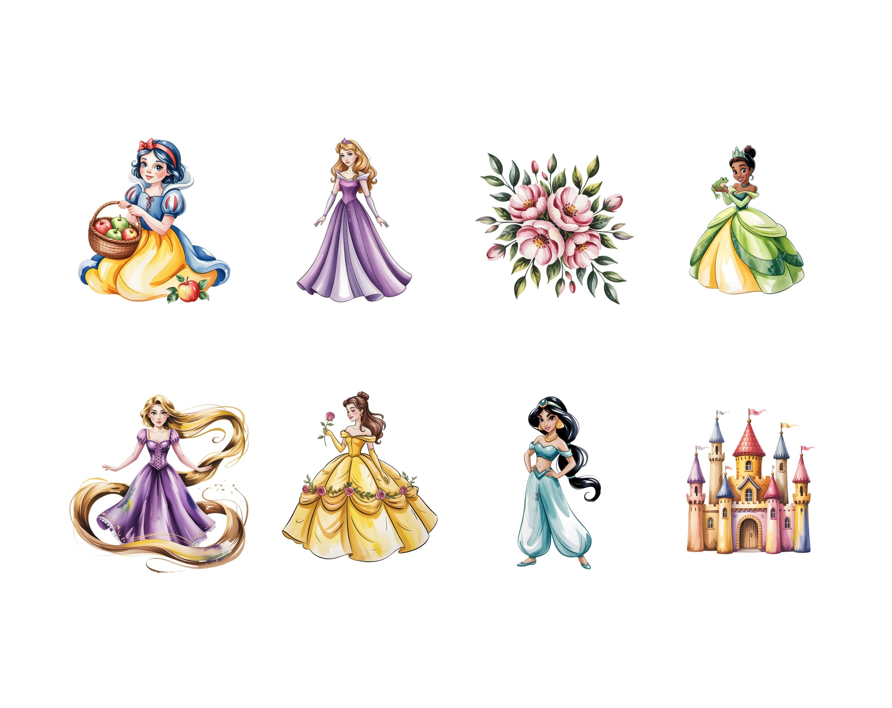 Princess Clipart Png Bundle, Watercolor Princess Png, Cute Princess ...
