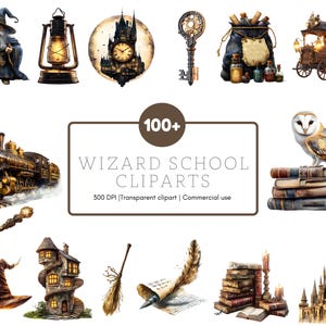 108 Aquarell Zauberer Schule Clipart Bündel, Zauberer Schule Clipart, Zauberer Zauberer Clipart png, Magie Schule Clipart High Quality png