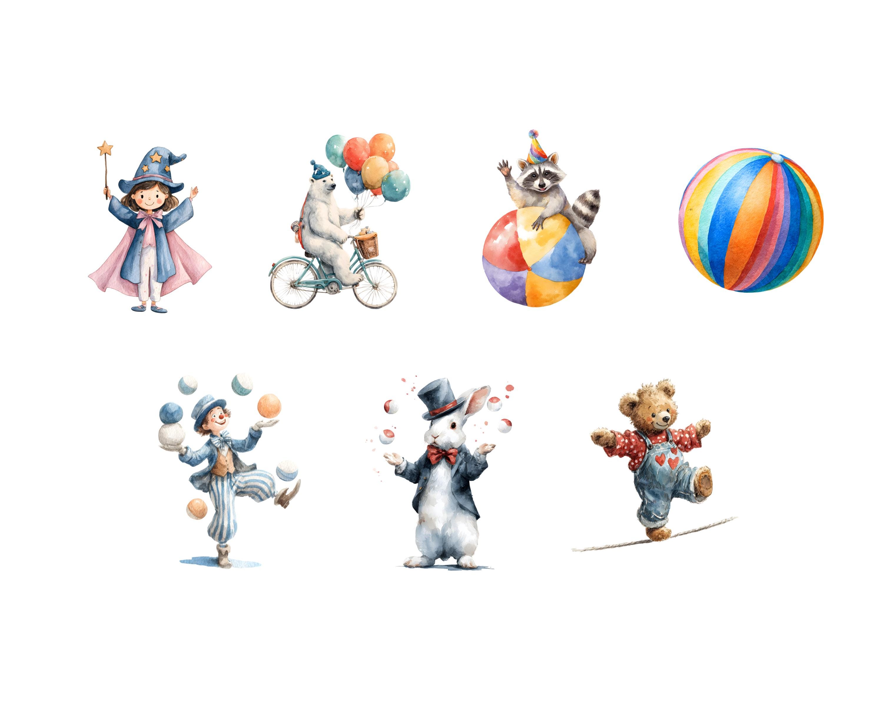 Circus Show Clipart Bundle Png, Watercolor Circus Clipart Png, Cute ...