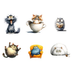 Quirky cats clipart set featuring cute and funny cat illustrations in high-quality PNG files.
Cute quirky cat clipart bundle with playful cartoon cats, expressions, and accessories for crafting projects.
Whimsical cat illustrations set with unique feline characters for scrapbooking and digital design.
Cartoon quirky cats clipart pack featuring fun cat poses and colorful designs for DIY crafts.
Quirky cat PNG clipart collection with adorable and humorous cat illustrations for printables.