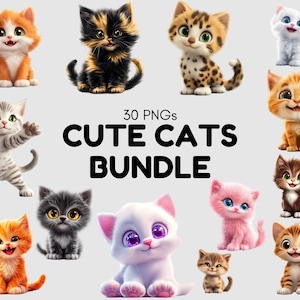 Cute Cats Clipart Bundle png, Cute Cat Clipart, Happy Cat Clipart, Cat png, Kitten Clipart, Cartoon Cat Clipart, Funny Cat Clipart png