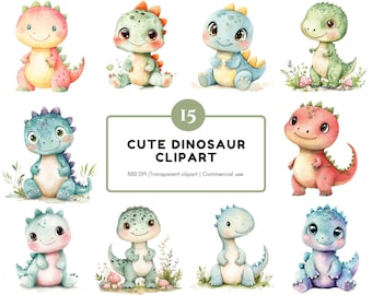 Watercolor Dinosaur Clipart png, Dinosaur Clipart Bundle, Cute Dinosaur png, Baby Dinosaur Clipart, Cartoon Dinosaur Clipart png Bundle