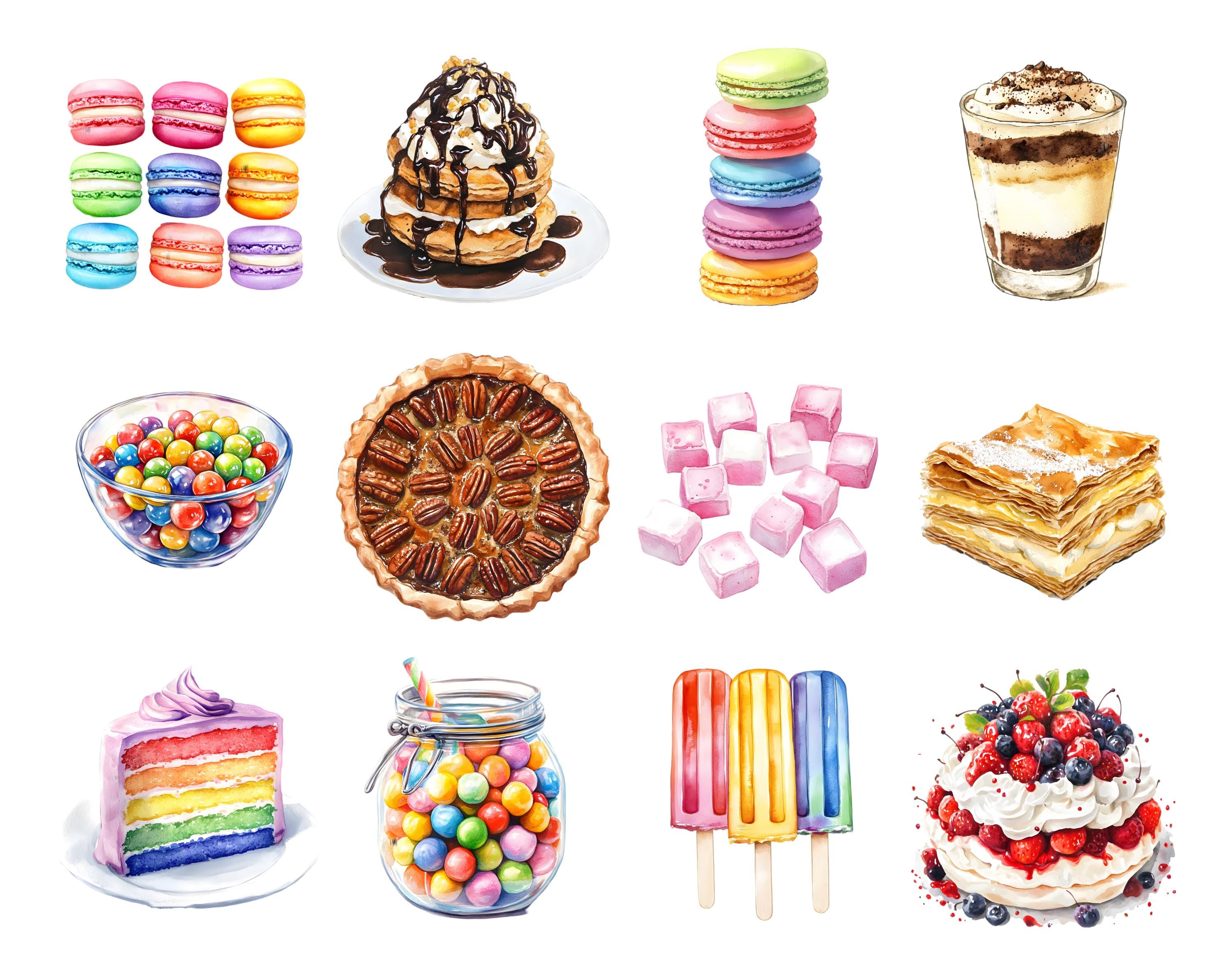 Watercolor Sweet Candy Clipart Bundle, Pastel Candy Clipart, Pastel ...