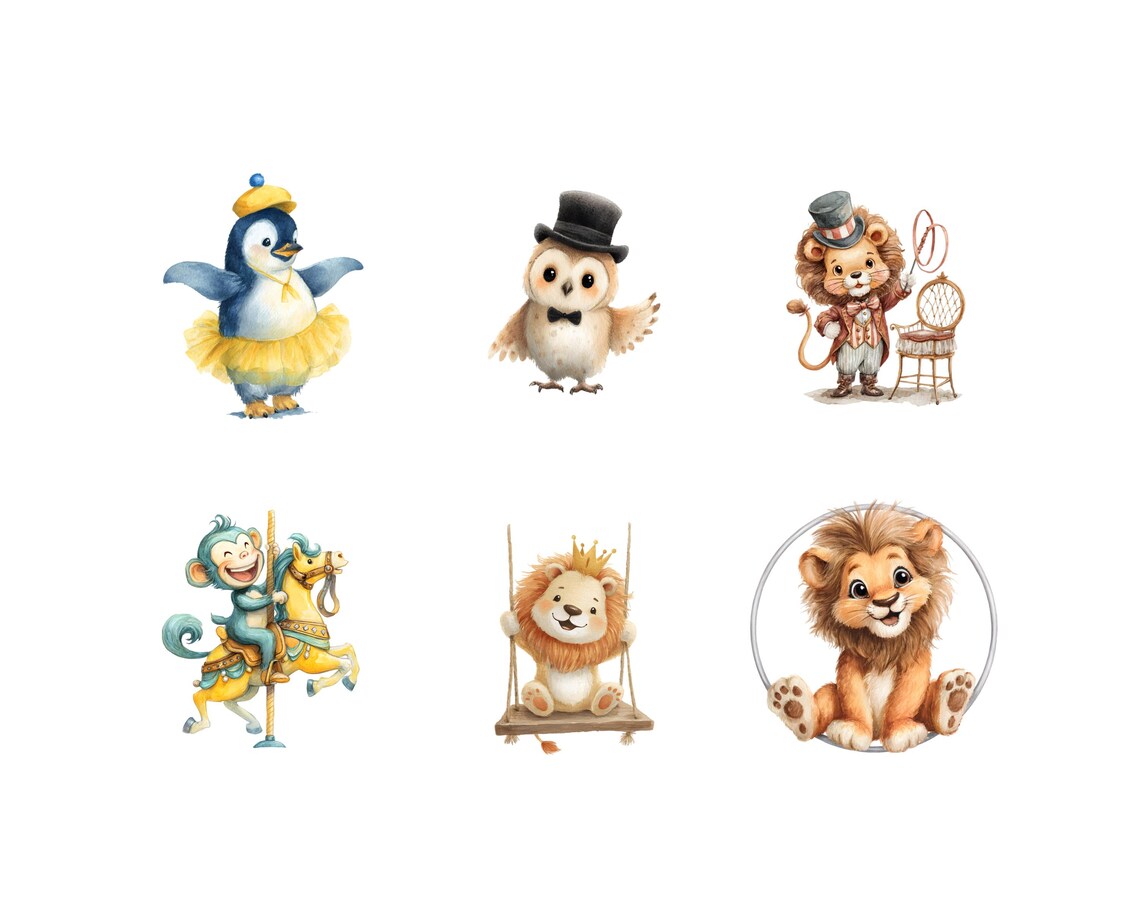 Circus Show Clipart Bundle Png, Watercolor Circus Clipart Png, Cute ...