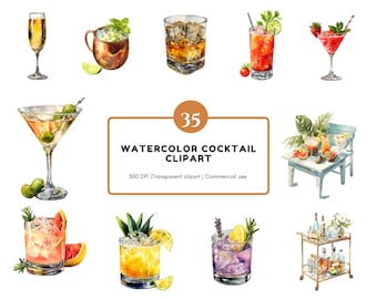 Aquarell Cocktail Clipart Bundle png, Cocktail Clipart png, Bar Drinks Clipart, Signature Getränke Clipart png, Saft Clipart png, Soda png