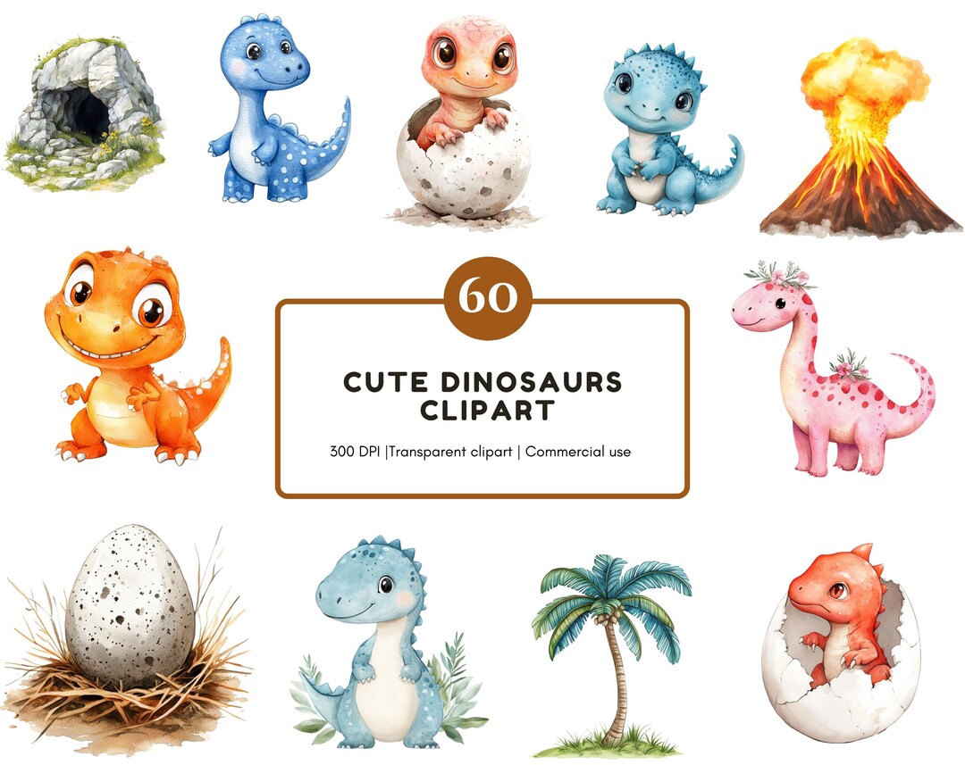 Dinosaur Clipart Bundle Png, Cute Dinosaur Clipart, Dino Clipart Png ...