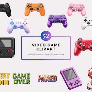 Clipart di videogiochi ad acquerello png, Pacchetto di clipart di videogiochi png, Clipart di controller di gioco, Clipart di Game Over, PNG di gioco, Clipart di livello superiore