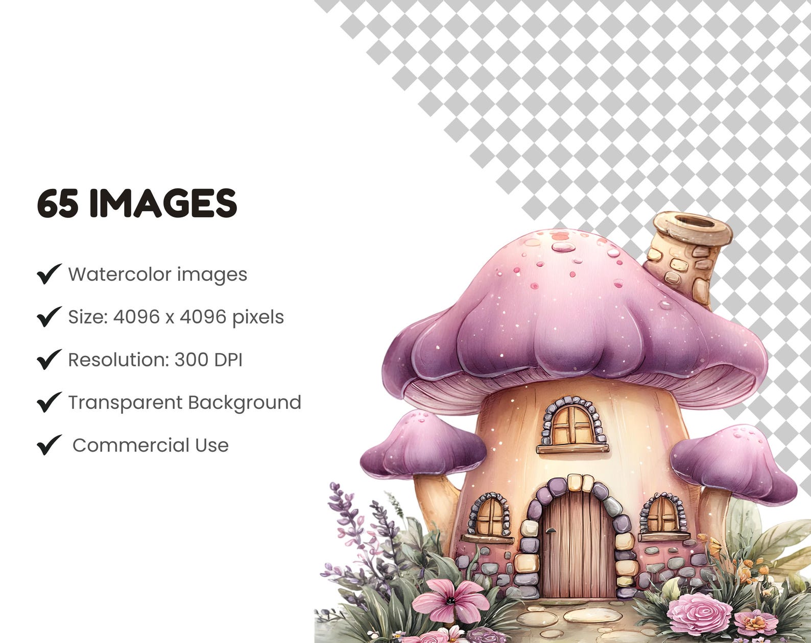 Watercolor Purple Fairies Clipart Bundle, Magical Garden Purple Fairies ...