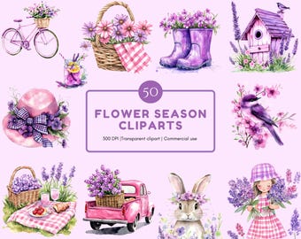 Watercolor Spring Flower Clipart Bundle (Digital Download)