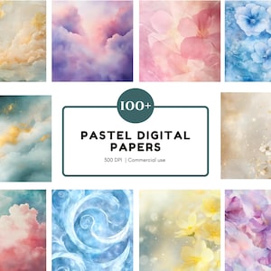 Paquete de imágenes prediseñadas de papel pastel, papel digital floral, papel pastel con rosas de acuarela, papel para álbumes de recortes, imágenes prediseñadas de fondo rosa de boda abstracto