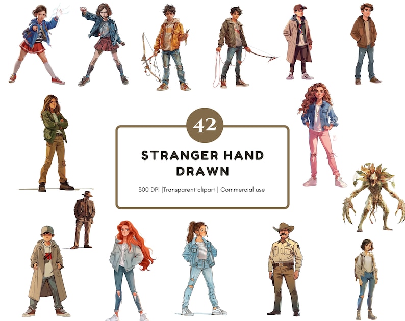 Cartoon character clipart inspired by Stranger Things with fun illustrated style.
Stranger Things–inspired cartoon character clipart for themed designs and crafts.
Cartoon-style character clipart inspired by popular sci-fi series for digital projects.
Retro sci-fi inspired cartoon character clipart for stickers and creative designs.
Illustrated cartoon characters inspired by Stranger Things aesthetic for fan projects.