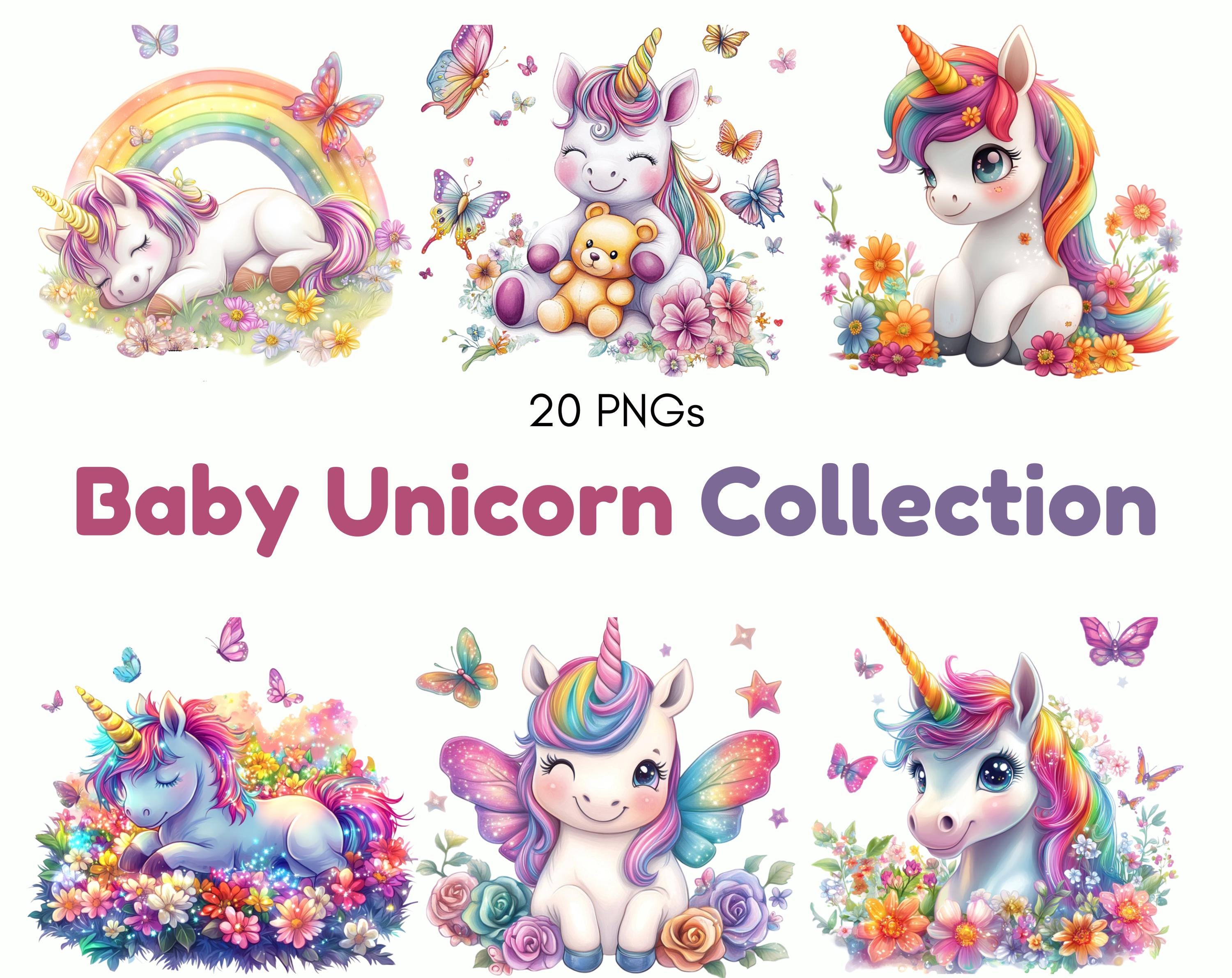 Watercolor Baby Unicorn Clipart Collection, Unicorn PNG Set (digital ...