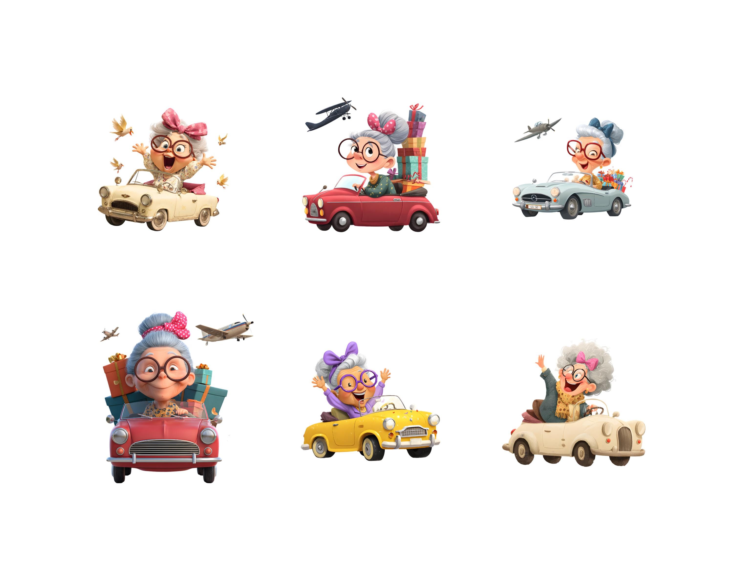 Funny Old Lady Clipart Bundle Png, Watercolor Old Lady Clipart, Old ...