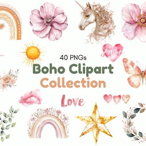 Aquarela Boho Arco-íris Clipart png Pacote, Boho Arco-íris Clipart, Boho Berçário Clipart, Boho Chá de Bebê Clipart, Pastel Arco-íris Clipart