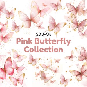 Rosa Schmetterling Clipart, Gold Schmetterling Clipart, Rosa Schmetterling png, Aquarell Schmetterling Clipart png, Rosa Schmetterlinge Clipart